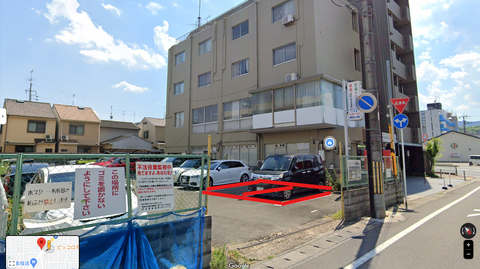 No2とNo3がライフスタジオ駐車場です(赤い囲いの部分)